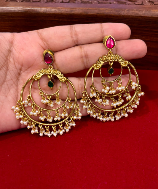 Vedika Premium Jadau Kundan Chandbali Earrings