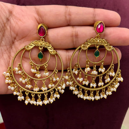 Vedika Premium Jadau Kundan Chandbali Earrings