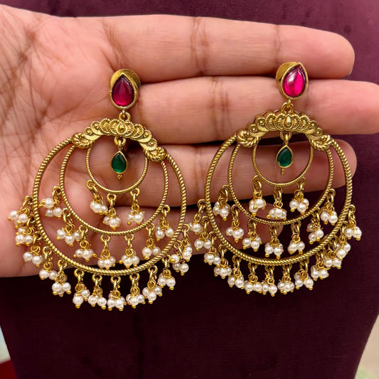 Vedika Premium Jadau Kundan Chandbali Earrings
