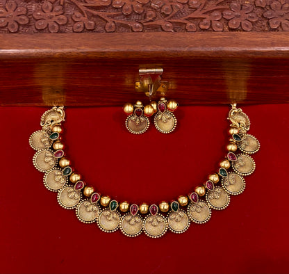 Anagha Antique Coin Temple Necklace Set