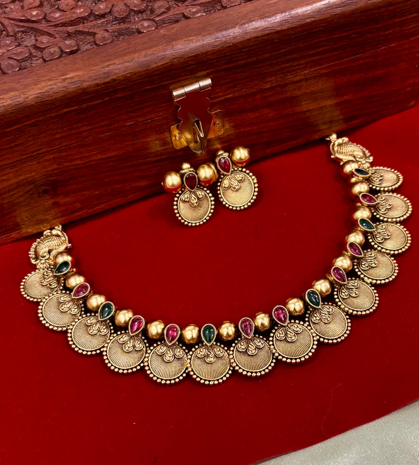 Anagha Antique Coin Temple Necklace Set