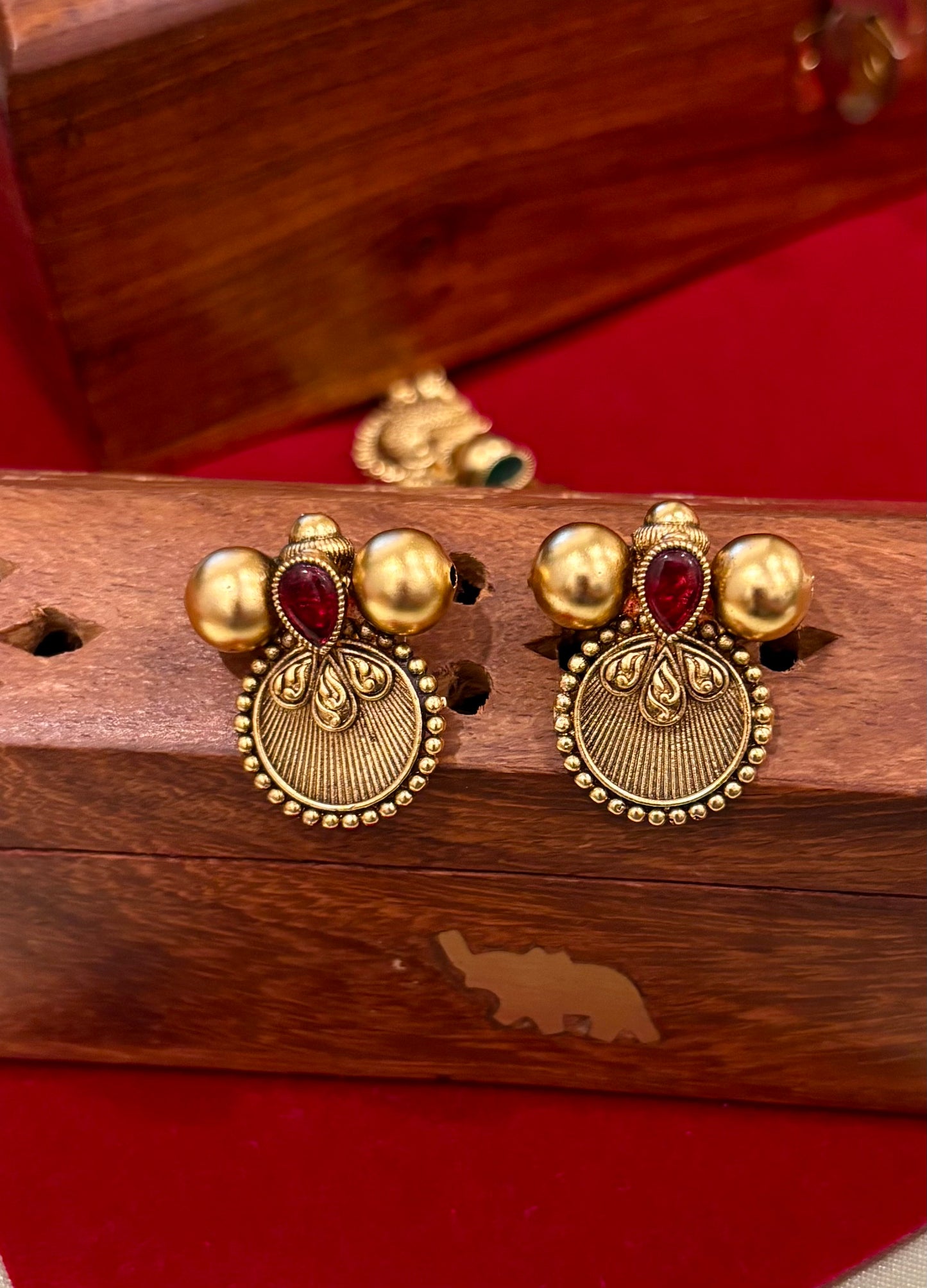 Anagha Antique Coin Temple Necklace Set