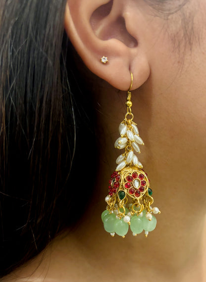 Nisha Rice Pearl Drop Earrings.