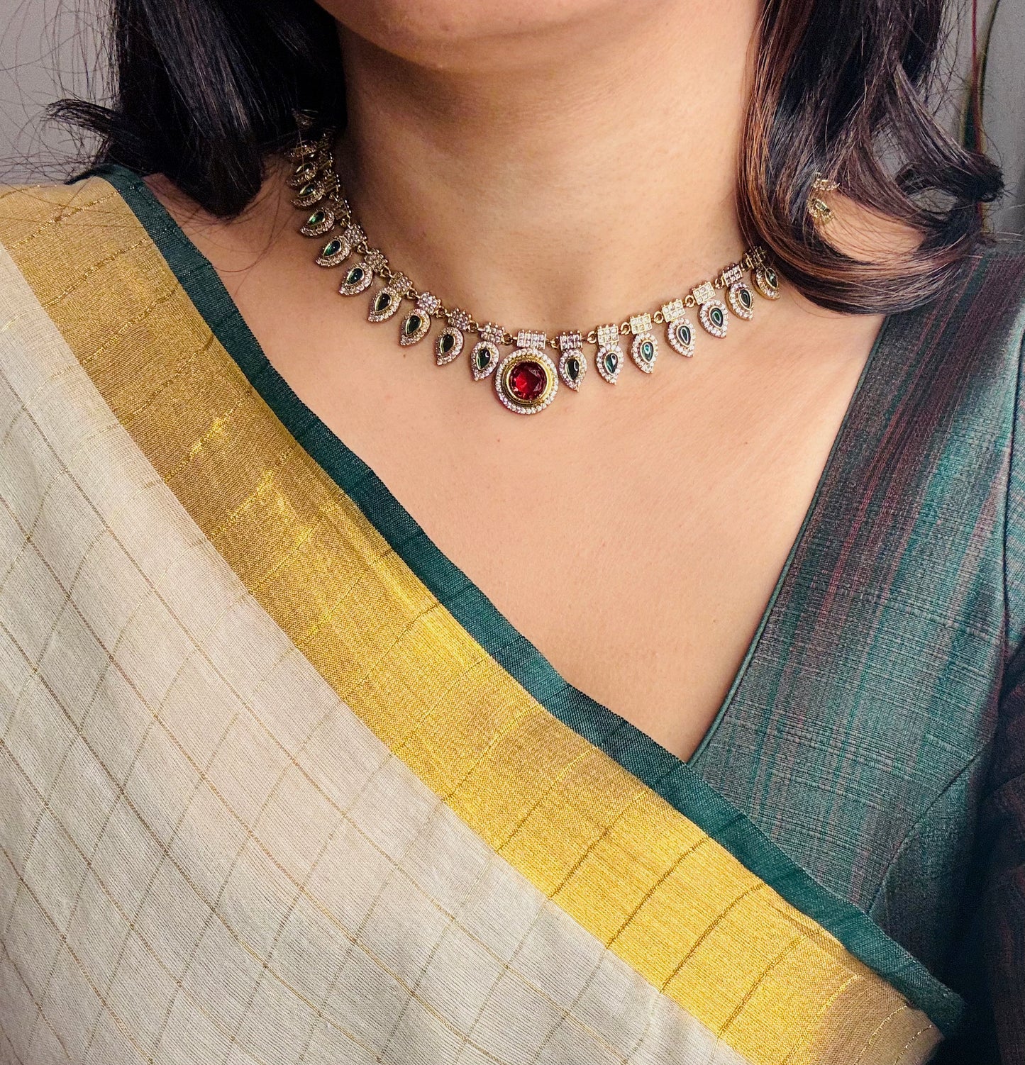 Navya Ruby Emerald AD Stone Choker