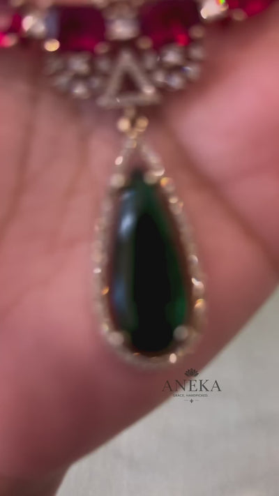Ziva Emerald Drop AD Necklace Set